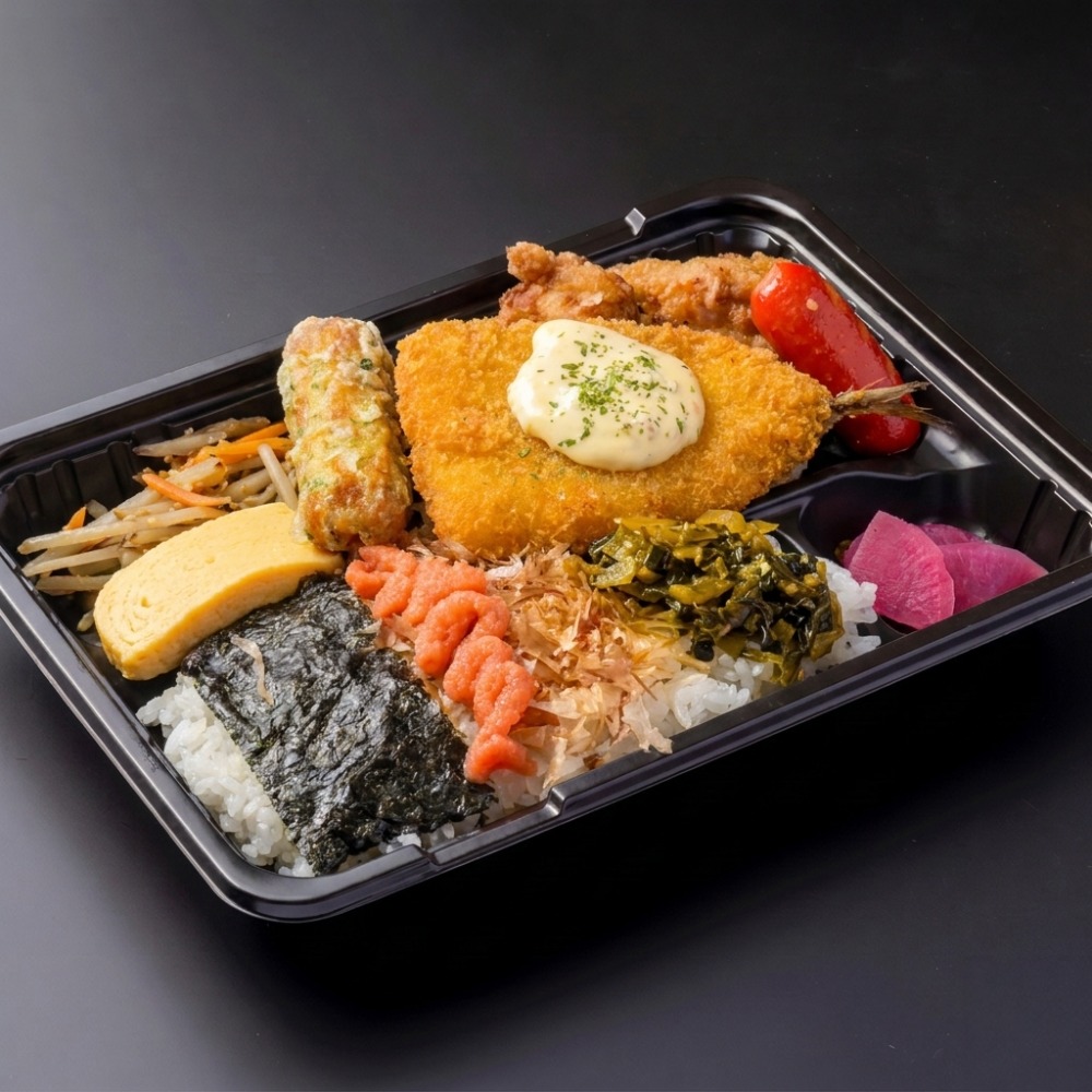 大きいアジフライ海苔弁当